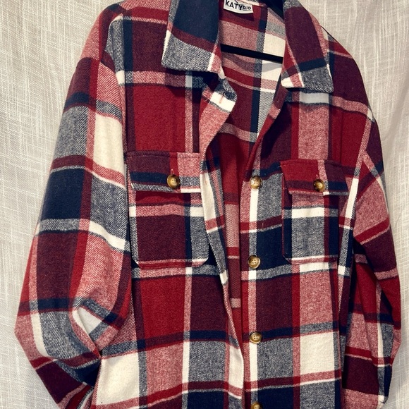 Cozy long flannel shacket - Picture 1 of 4